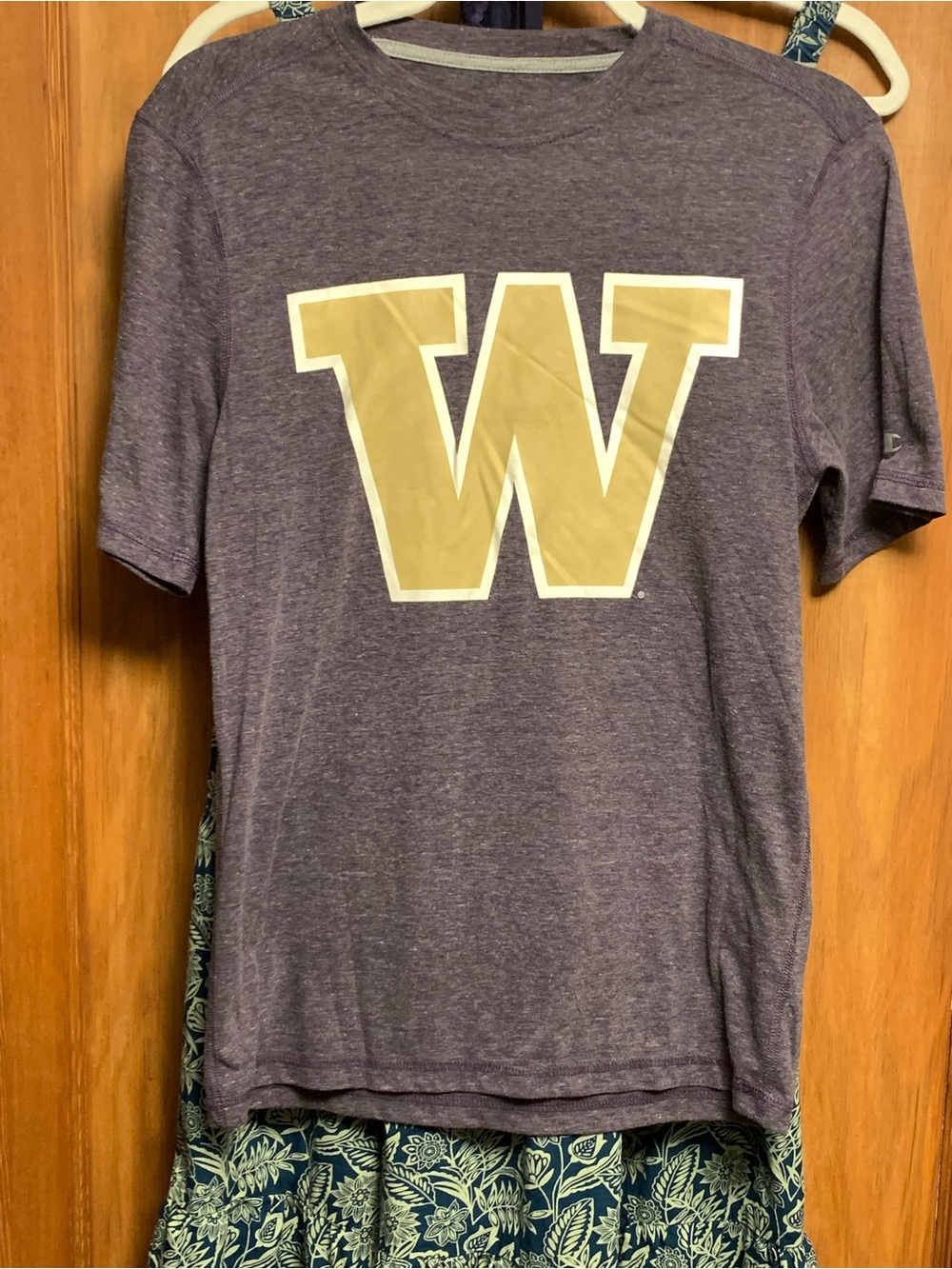 Champion Heather purple-Navy color Short-Sleeve Tee with Gold 'W' - WSU - Picture 12 of 13